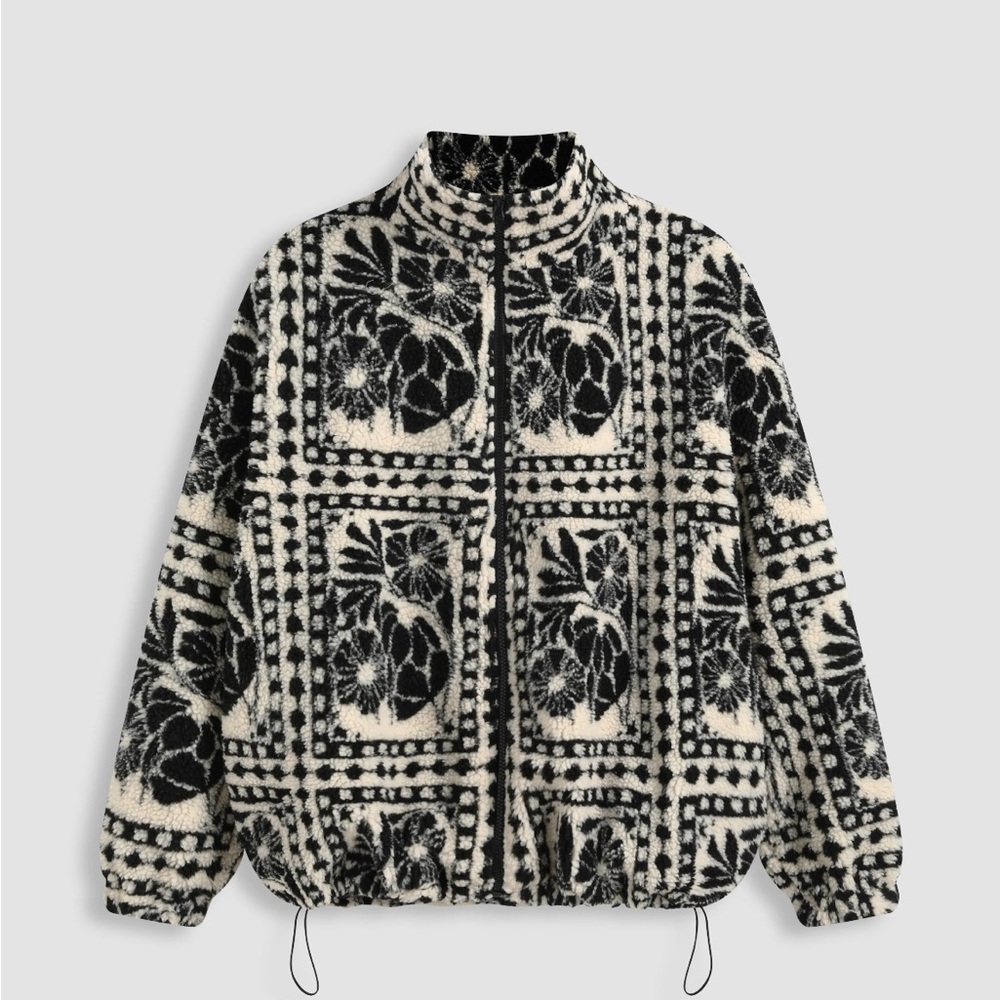 Floral Black and White Women's Jacket